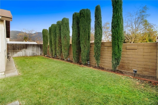 view of yard with a mountain view