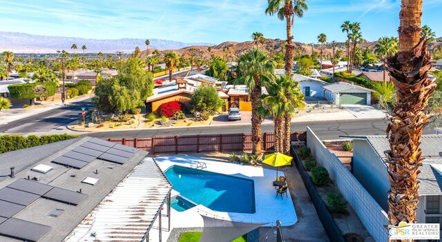 view of pool featuring a mountain view