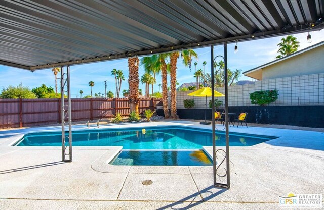 view of swimming pool with a patio