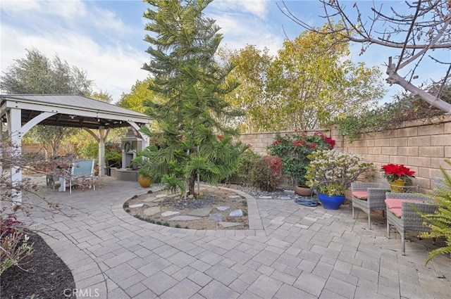 view of patio featuring a gazebo