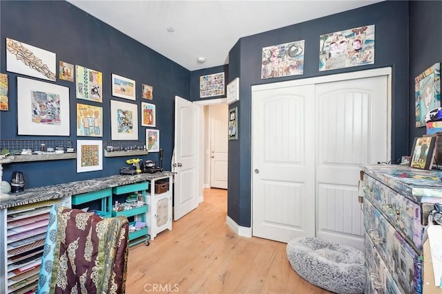 interior space with light hardwood / wood-style flooring