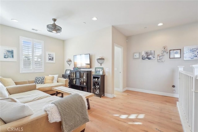 living room featuring light hardwood / wood-style floors