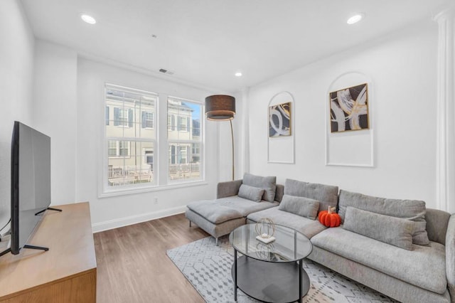 living room featuring hardwood / wood-style flooring