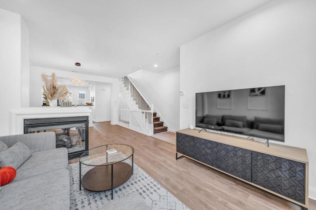 living room with hardwood / wood-style flooring