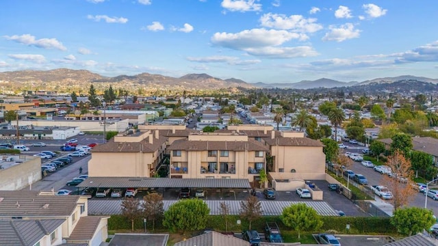 bird's eye view with a mountain view