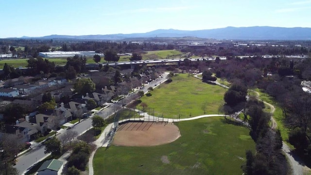 bird's eye view with a mountain view