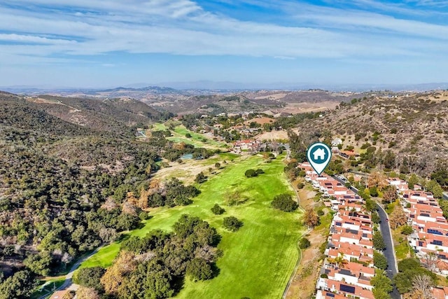 drone / aerial view with a mountain view