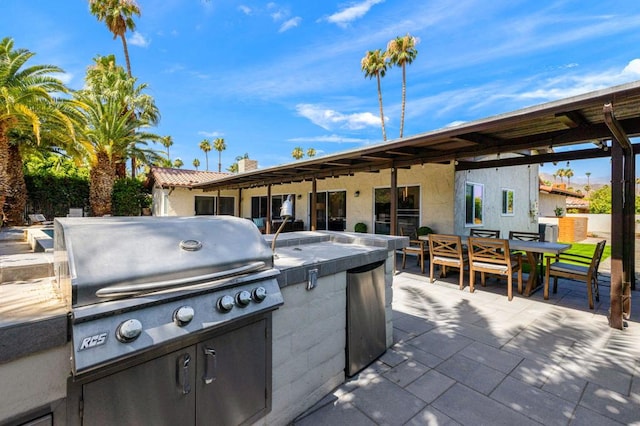 view of patio / terrace featuring exterior kitchen and area for grilling