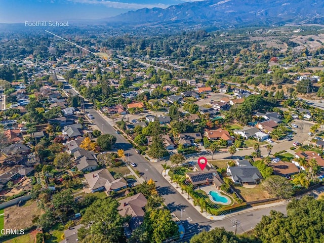 aerial view with a mountain view