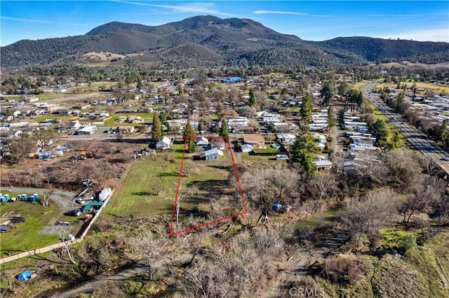 aerial view featuring a mountain view