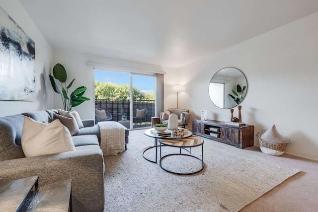 living room with carpet flooring