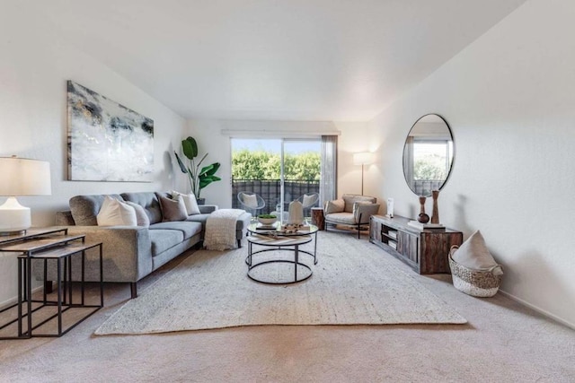 living room with carpet flooring