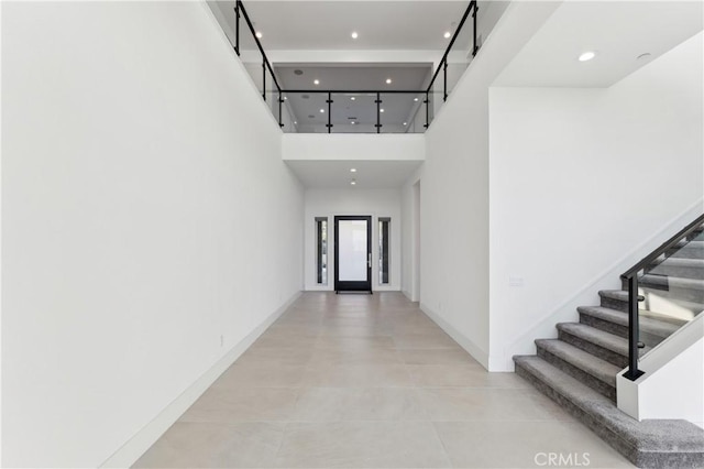 hall with a towering ceiling