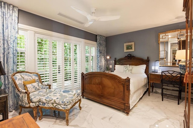 bedroom featuring ceiling fan