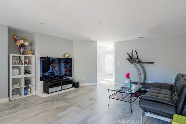 living room with light wood-type flooring