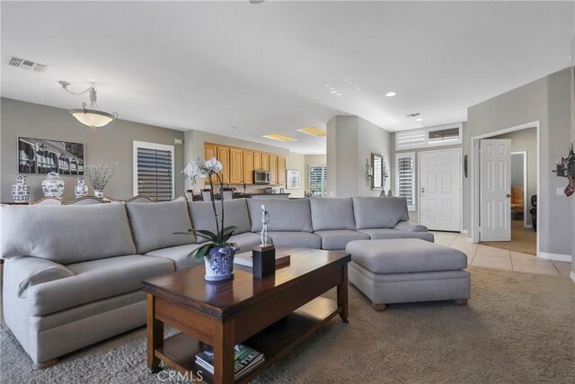 view of tiled living room