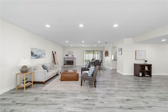 living room with light wood-type flooring