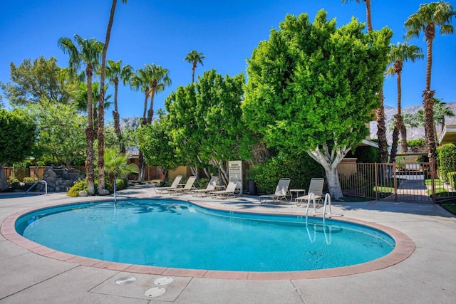 view of swimming pool with a patio