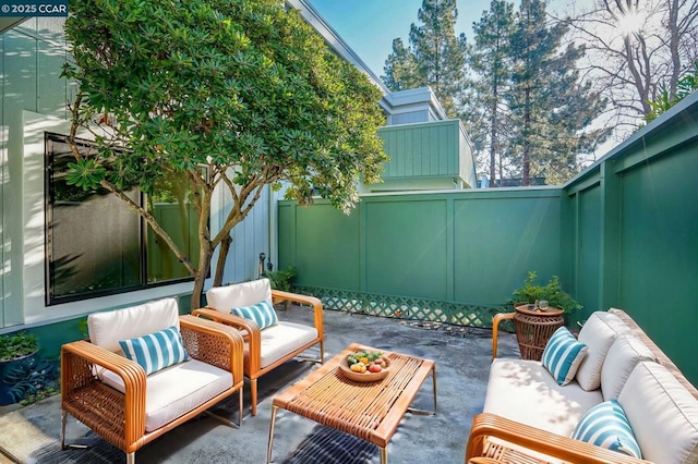 view of patio featuring an outdoor hangout area