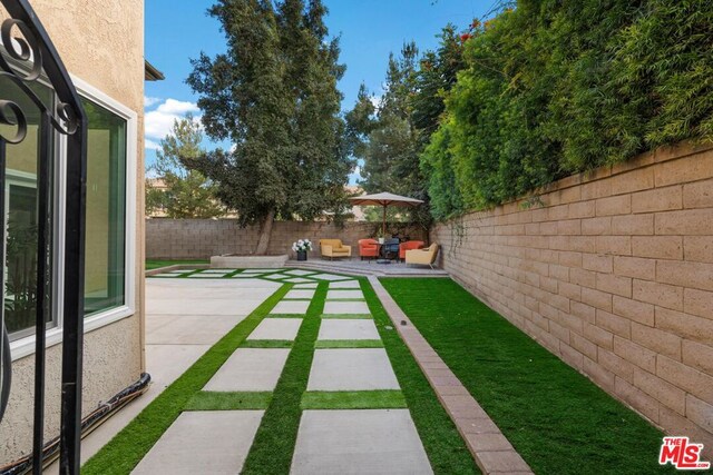 view of yard with a patio area