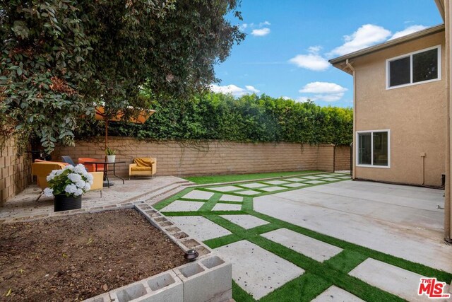 view of yard with a patio area