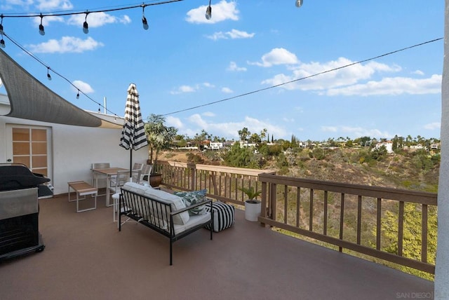 view of patio / terrace featuring an outdoor hangout area and area for grilling