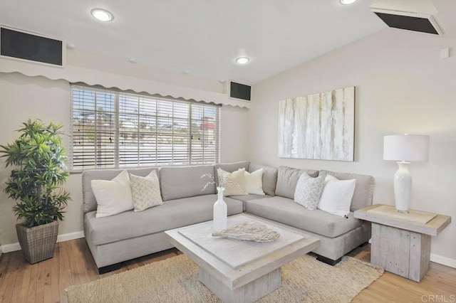 living room featuring light hardwood / wood-style floors