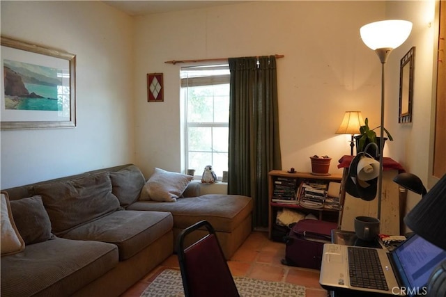 view of tiled living room