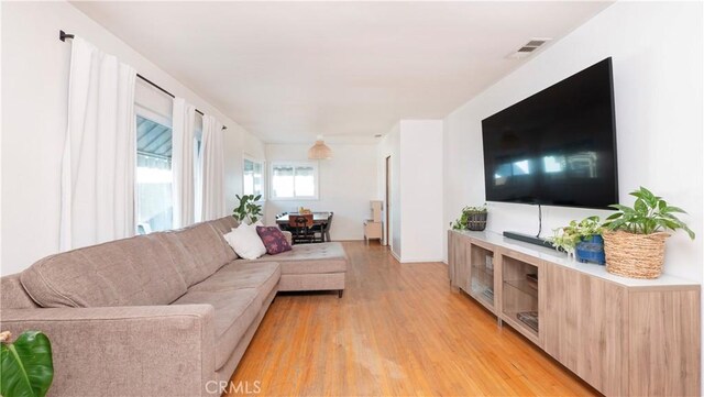 living room featuring light hardwood / wood-style floors