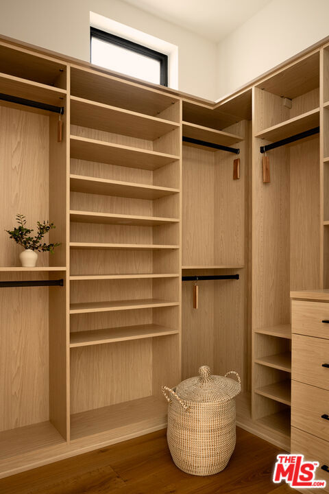 spacious closet with hardwood / wood-style floors