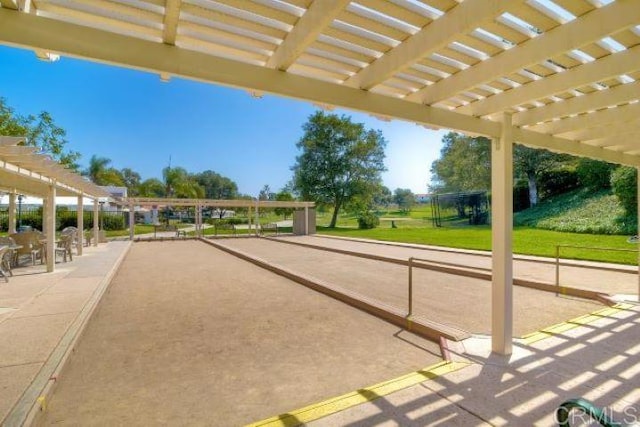 surrounding community with a pergola