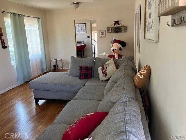 living room with hardwood / wood-style floors