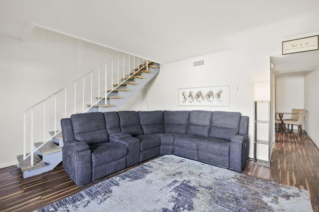 living room with hardwood / wood-style floors