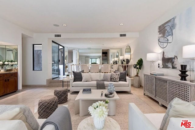 view of tiled living room