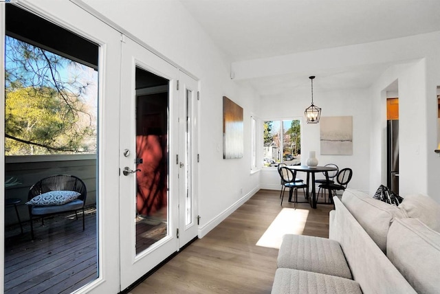 doorway featuring hardwood / wood-style floors