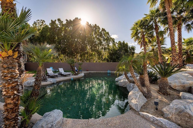 view of swimming pool featuring a patio area