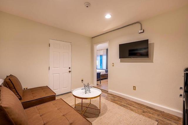 living room with hardwood / wood-style flooring