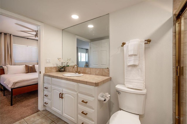 bathroom featuring vanity and tile patterned flooring