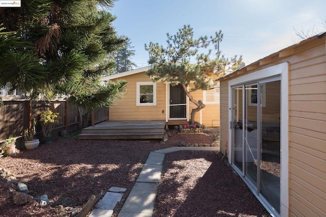 view of yard featuring a deck