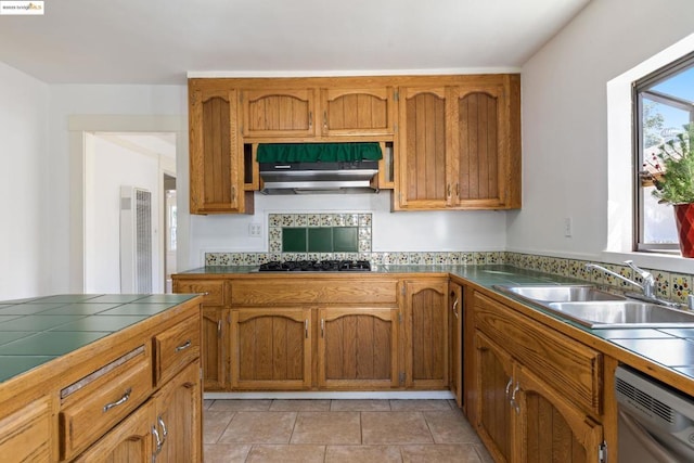 kitchen with sink, dishwashing machine, and gas cooktop