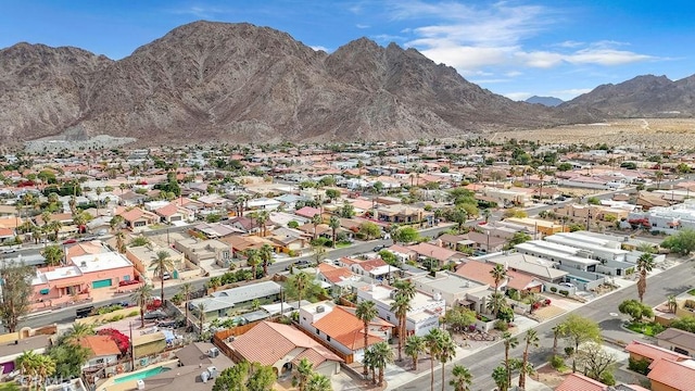 drone / aerial view featuring a mountain view