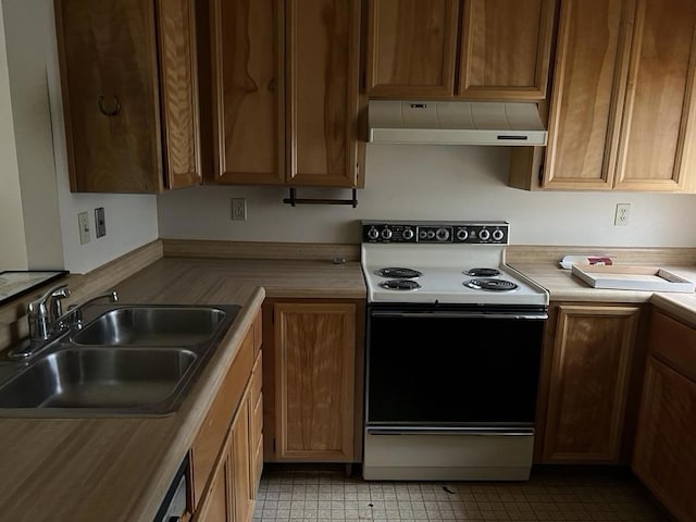 kitchen with sink and range with electric stovetop