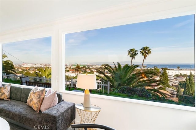 sunroom with a water view