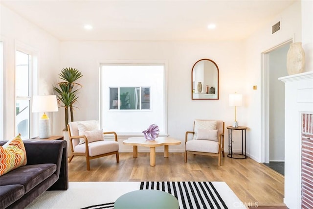 living room featuring light wood-type flooring