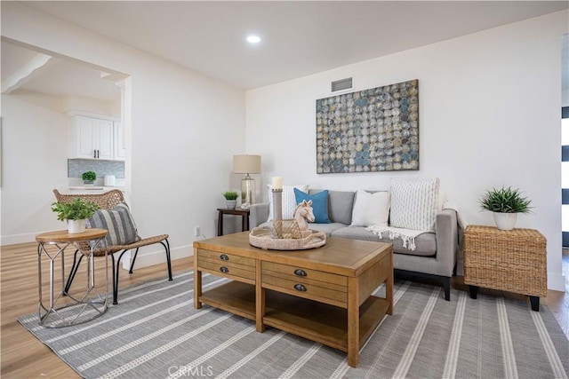 living room with hardwood / wood-style floors