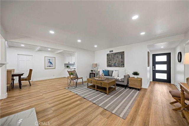 living room featuring light hardwood / wood-style flooring