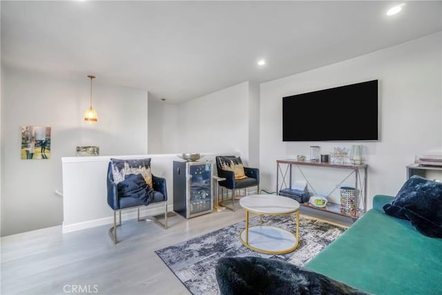 living room with hardwood / wood-style flooring