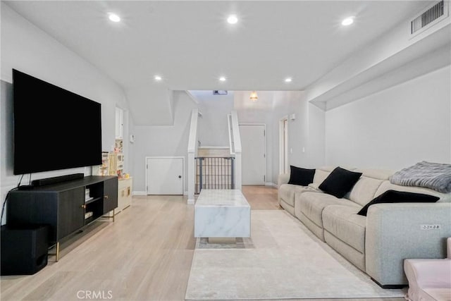 living room featuring light wood-type flooring