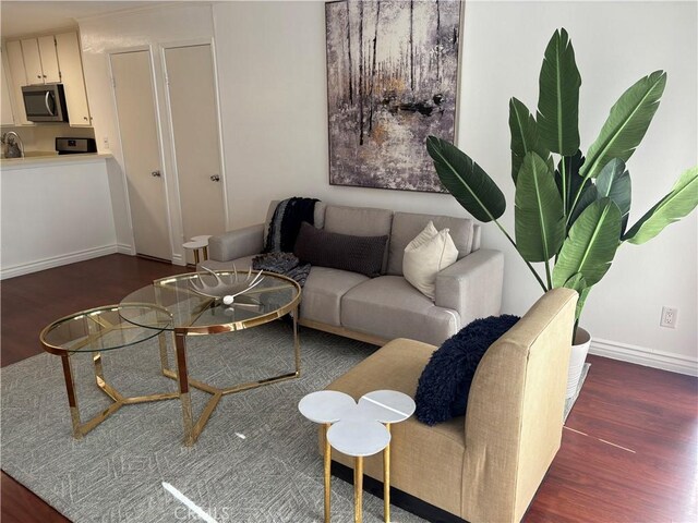 living room featuring dark hardwood / wood-style flooring