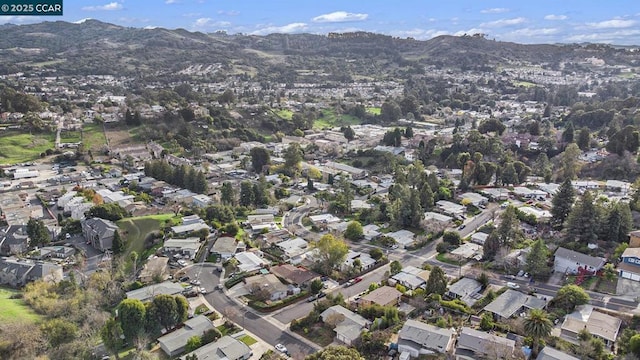 drone / aerial view with a mountain view